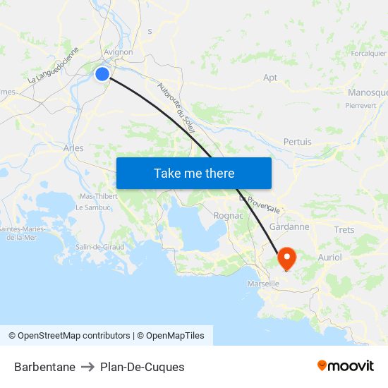 Barbentane to Plan-De-Cuques map