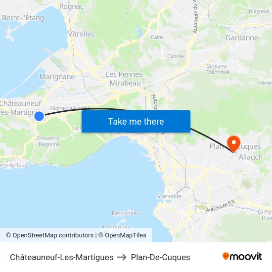 Châteauneuf-Les-Martigues to Plan-De-Cuques map
