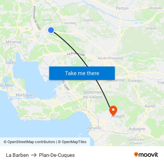 La Barben to Plan-De-Cuques map