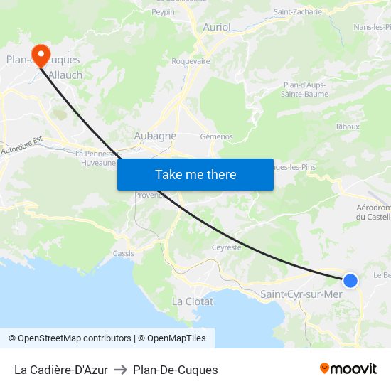 La Cadière-D'Azur to Plan-De-Cuques map