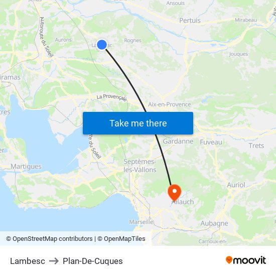 Lambesc to Plan-De-Cuques map