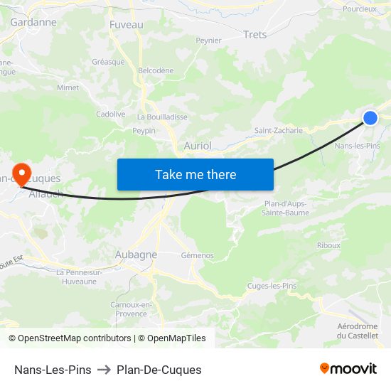 Nans-Les-Pins to Plan-De-Cuques map