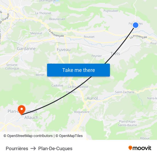 Pourrières to Plan-De-Cuques map