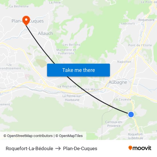 Roquefort-La-Bédoule to Plan-De-Cuques map
