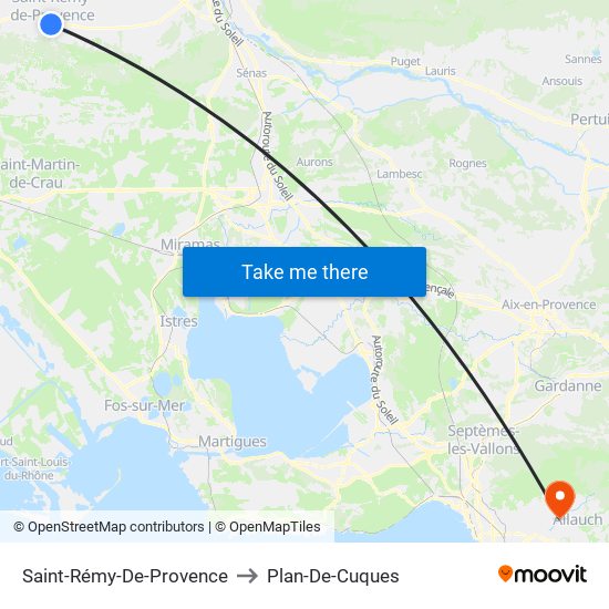 Saint-Rémy-De-Provence to Plan-De-Cuques map