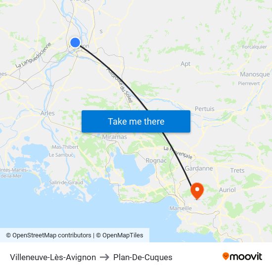 Villeneuve-Lès-Avignon to Plan-De-Cuques map