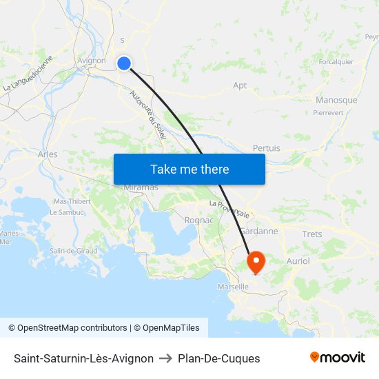 Saint-Saturnin-Lès-Avignon to Plan-De-Cuques map