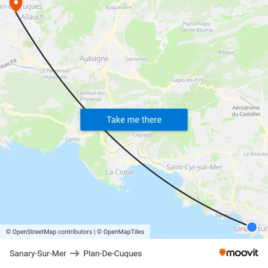 Sanary-Sur-Mer to Plan-De-Cuques map