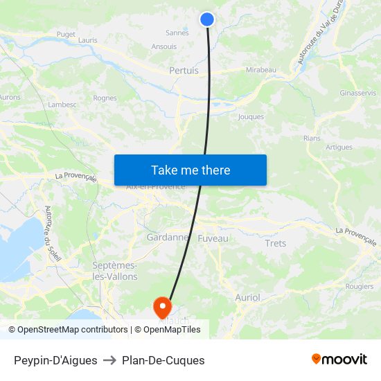 Peypin-D'Aigues to Plan-De-Cuques map