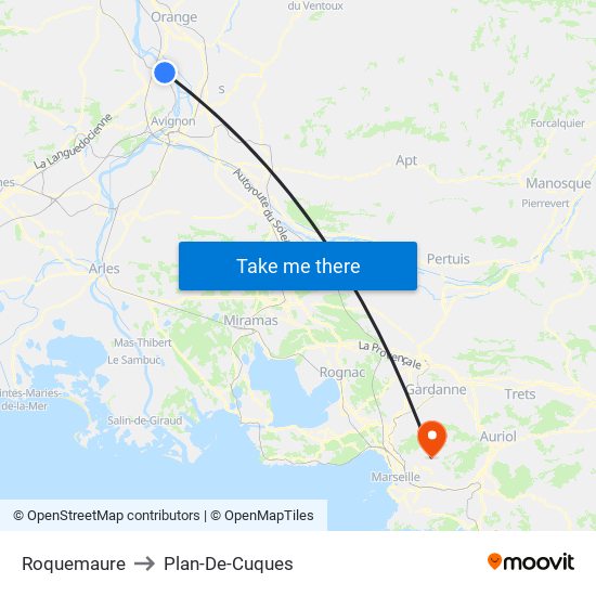 Roquemaure to Plan-De-Cuques map