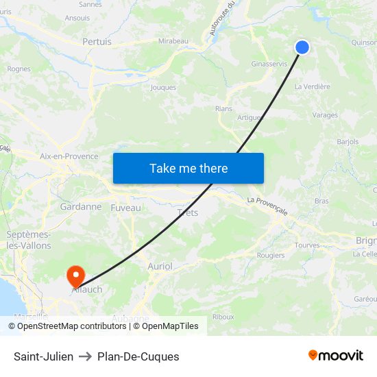 Saint-Julien to Plan-De-Cuques map