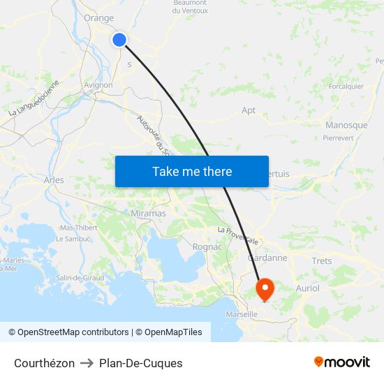 Courthézon to Plan-De-Cuques map
