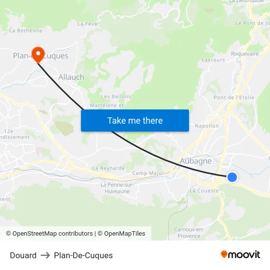 Douard to Plan-De-Cuques map