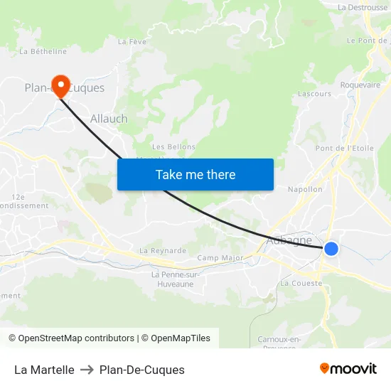 La Martelle to Plan-De-Cuques map