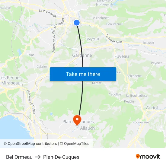 Bel Ormeau to Plan-De-Cuques map