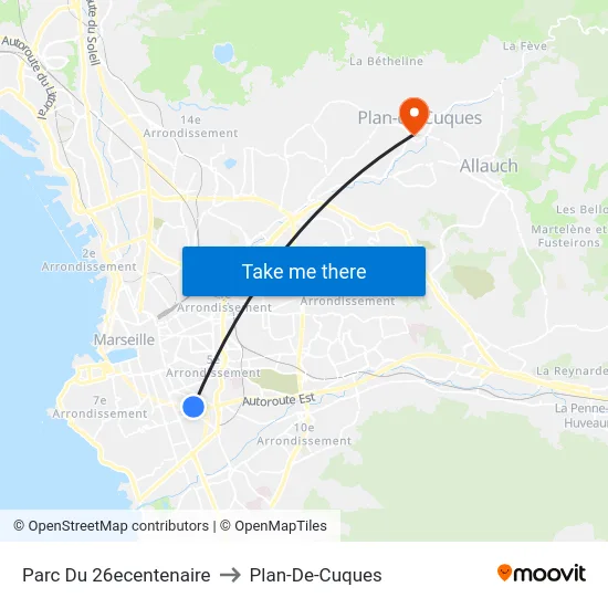Parc Du 26ecentenaire to Plan-De-Cuques map