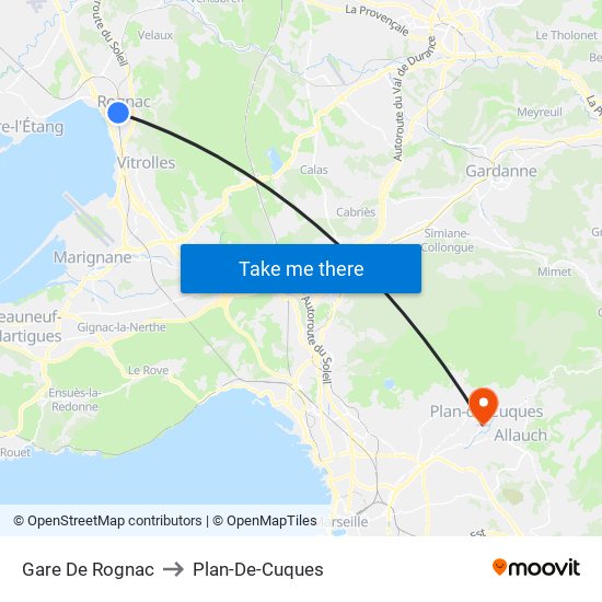 Gare De Rognac to Plan-De-Cuques map