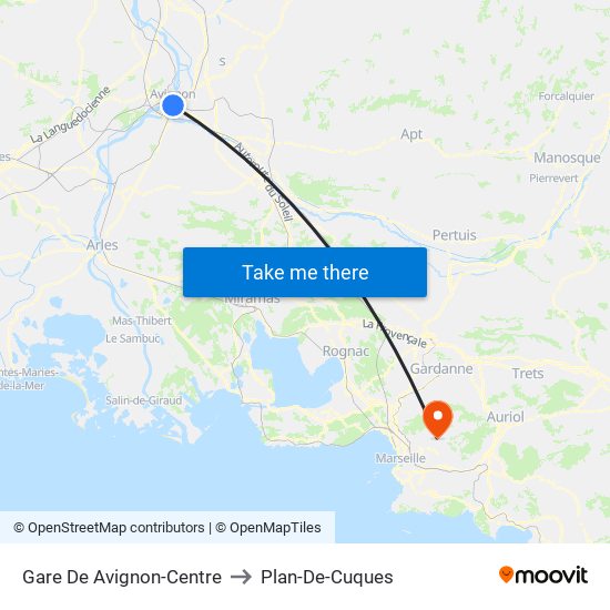 Gare De Avignon-Centre to Plan-De-Cuques map