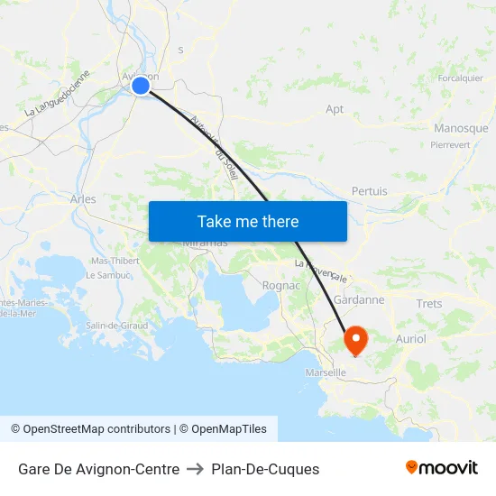 Gare De Avignon-Centre to Plan-De-Cuques map