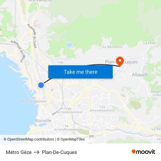 Métro Gèze to Plan-De-Cuques map