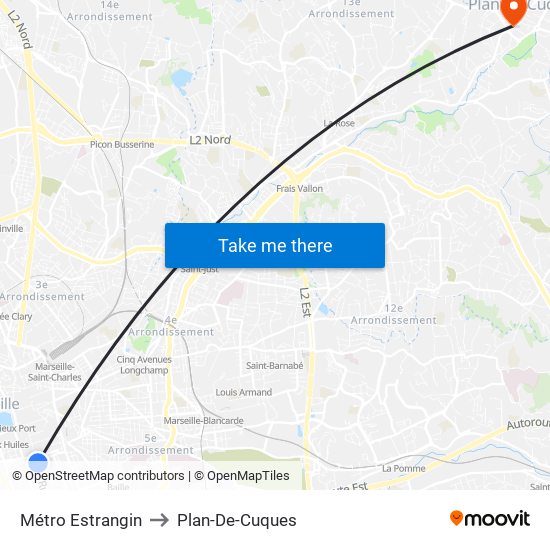 Métro Estrangin to Plan-De-Cuques map