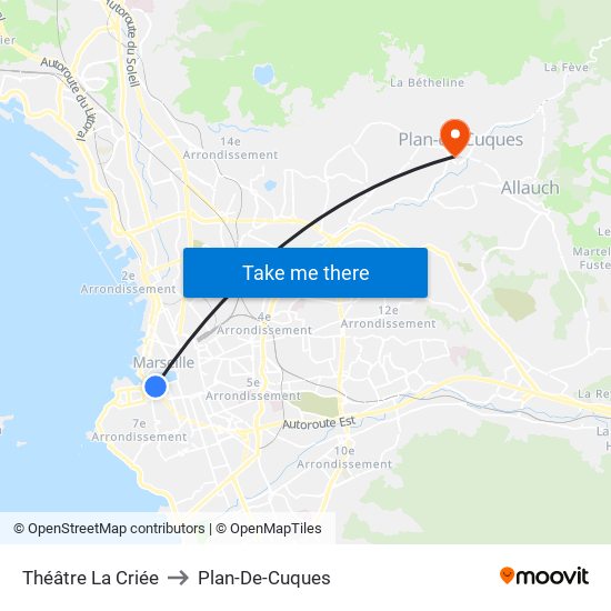 Théâtre La Criée to Plan-De-Cuques map