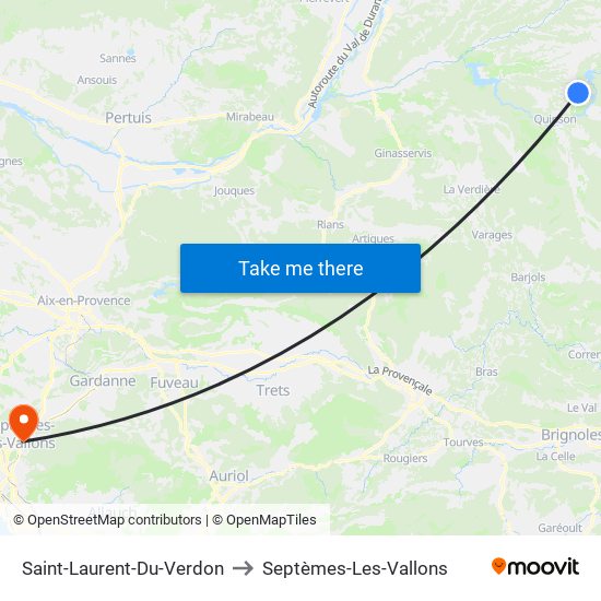 Saint-Laurent-Du-Verdon to Septèmes-Les-Vallons map