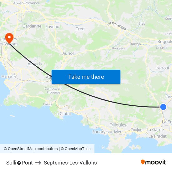 Solli�Pont to Septèmes-Les-Vallons map