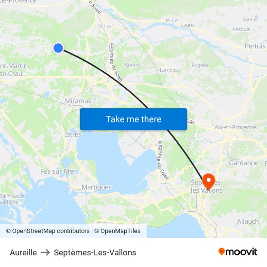 Aureille to Septèmes-Les-Vallons map
