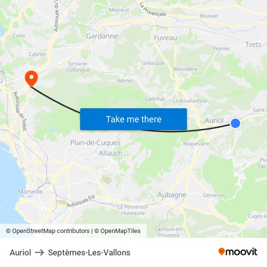 Auriol to Septèmes-Les-Vallons map