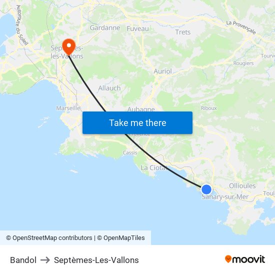 Bandol to Septèmes-Les-Vallons map