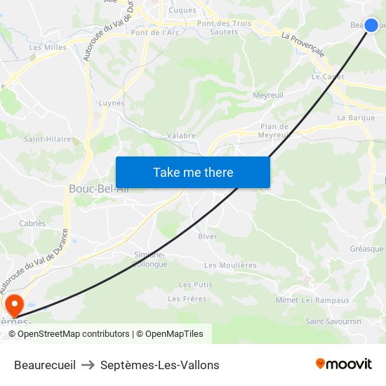 Beaurecueil to Septèmes-Les-Vallons map