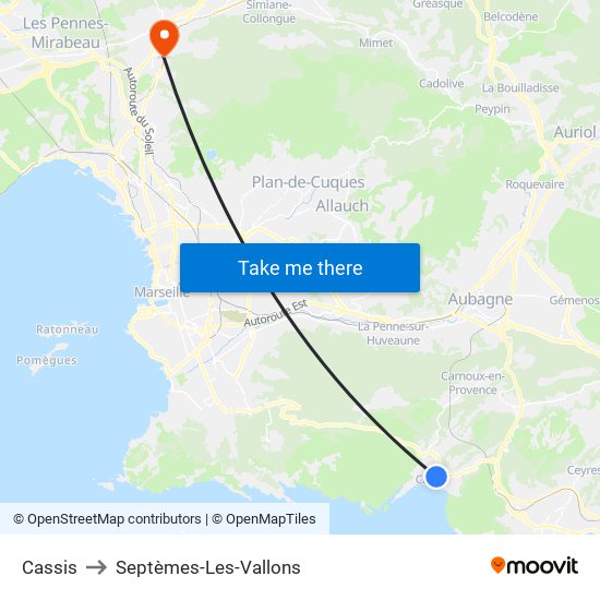 Cassis to Septèmes-Les-Vallons map