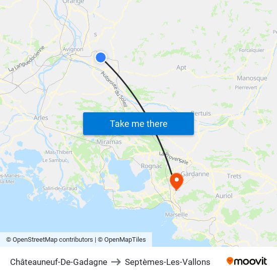 Châteauneuf-De-Gadagne to Septèmes-Les-Vallons map