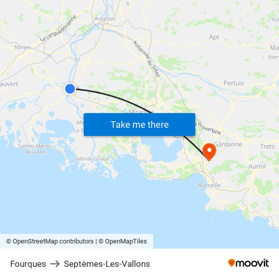 Fourques to Septèmes-Les-Vallons map