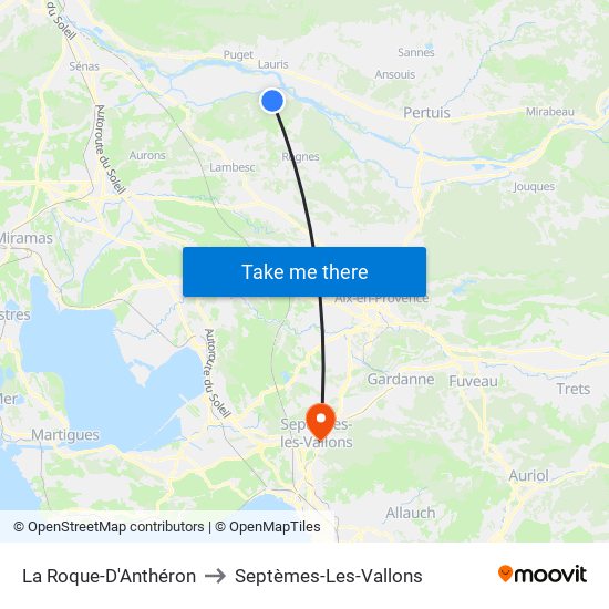 La Roque-D'Anthéron to Septèmes-Les-Vallons map