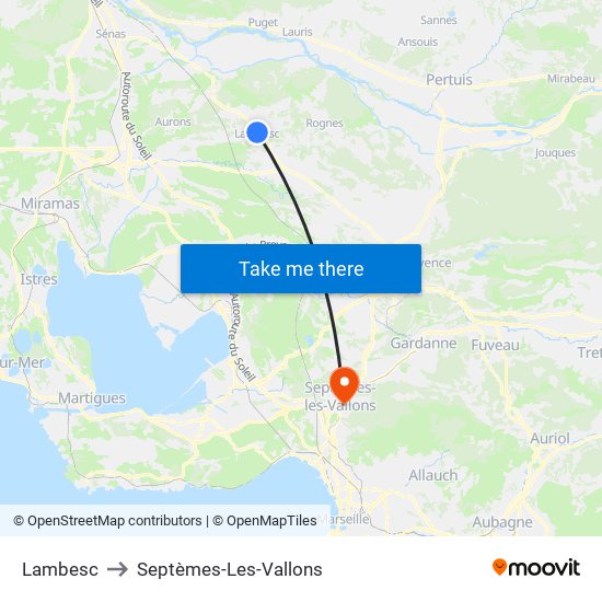 Lambesc to Septèmes-Les-Vallons map