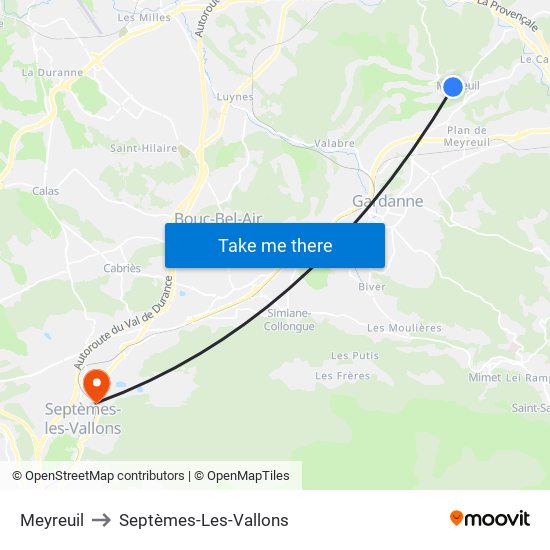 Meyreuil to Septèmes-Les-Vallons map