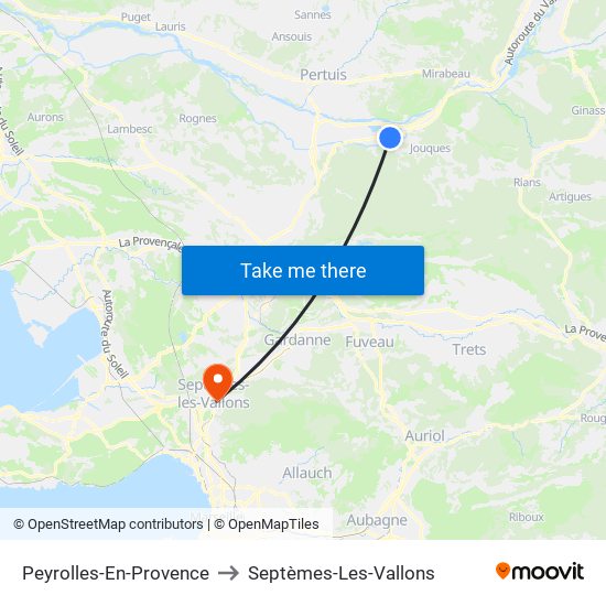 Peyrolles-En-Provence to Septèmes-Les-Vallons map