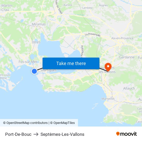 Port-De-Bouc to Septèmes-Les-Vallons map