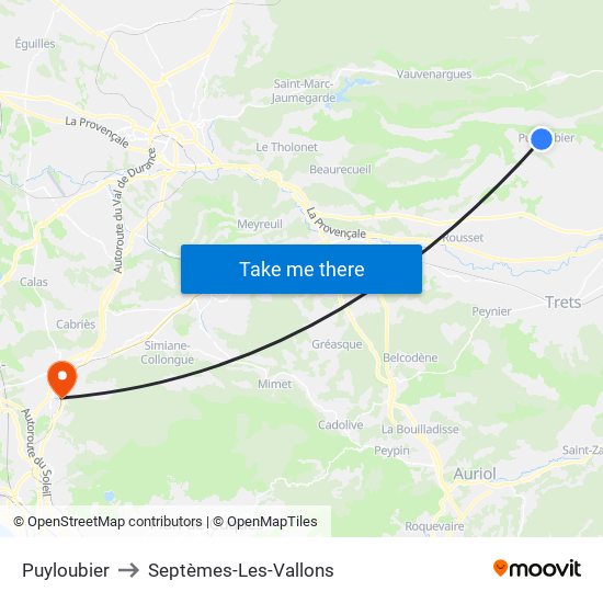 Puyloubier to Septèmes-Les-Vallons map