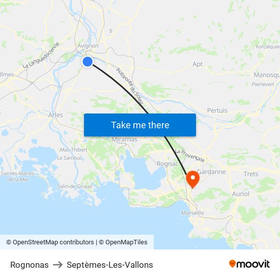 Rognonas to Septèmes-Les-Vallons map