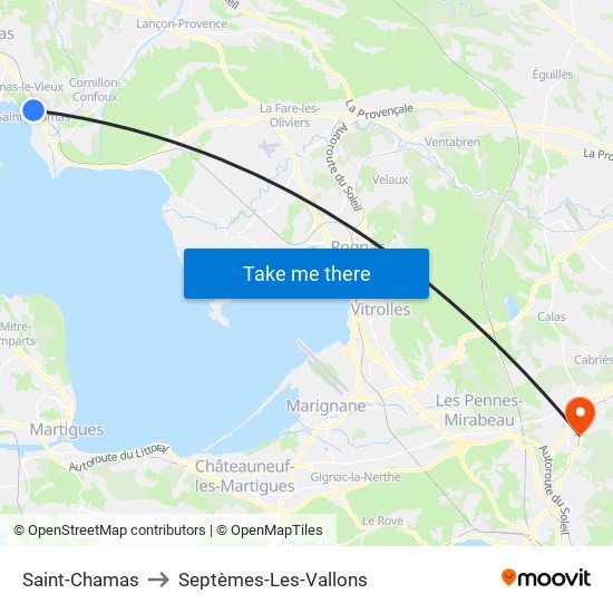 Saint-Chamas to Septèmes-Les-Vallons map