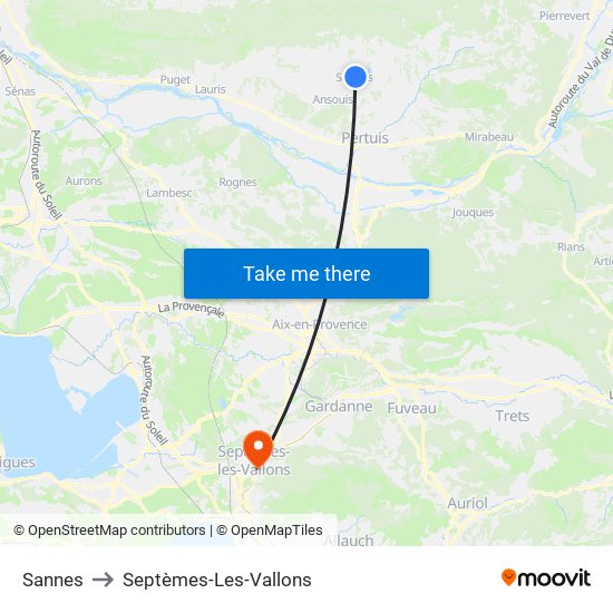 Sannes to Septèmes-Les-Vallons map