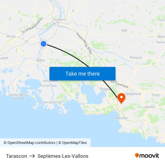 Tarascon to Septèmes-Les-Vallons map