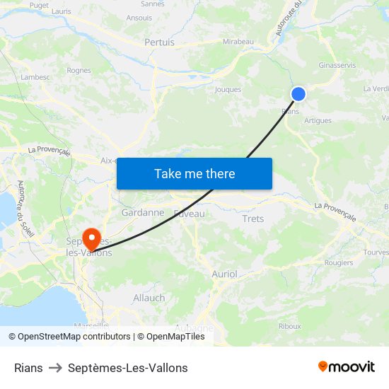 Rians to Septèmes-Les-Vallons map