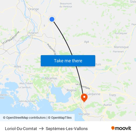 Loriol-Du-Comtat to Septèmes-Les-Vallons map