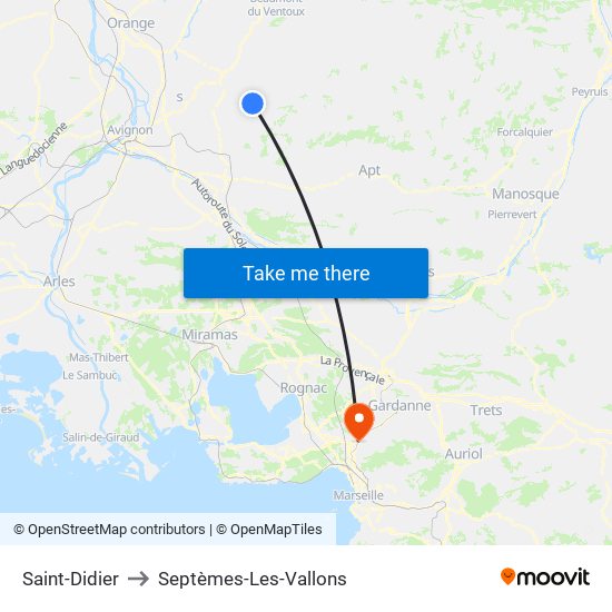 Saint-Didier to Septèmes-Les-Vallons map