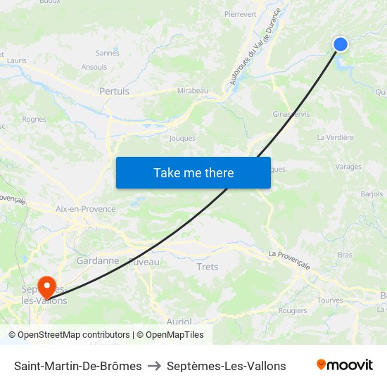 Saint-Martin-De-Brômes to Septèmes-Les-Vallons map