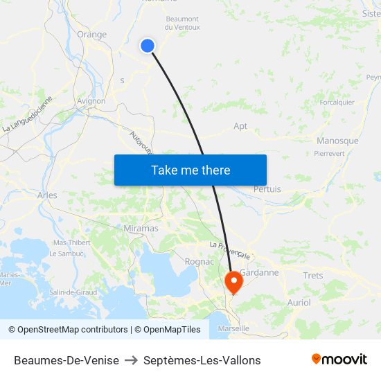 Beaumes-De-Venise to Septèmes-Les-Vallons map